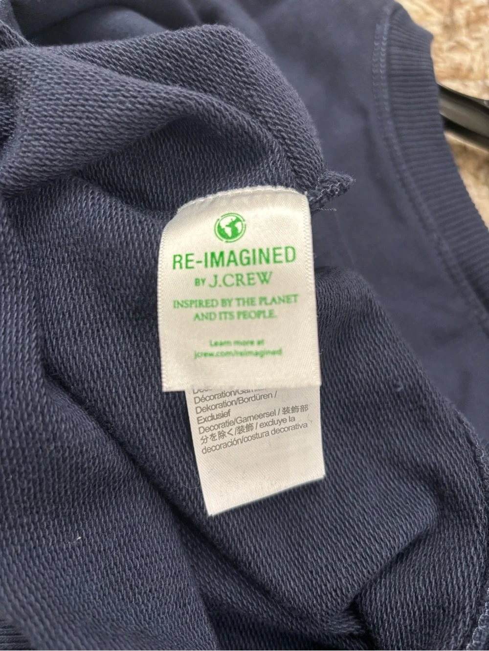 J. Crew Navy Blue Logo Crewneck Sweatshirt with Light Blue Lettering